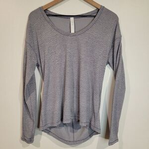 Lululemon Lost In Pace Long SleeveSheer Luon Pebble Jacquard V2 Arctic Grey Sz 8